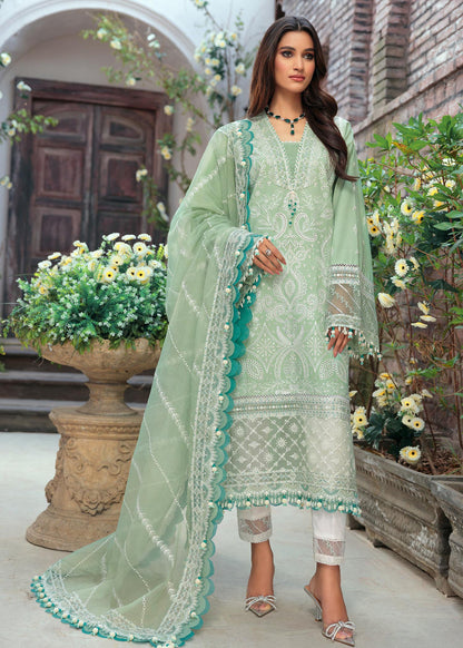 SAHEEFA- LAWN 3PC EMBROIDERED SHIRT WITH ORGANZA EMBROIDERED DUPATTA WITH TROUSER -BIC- 3426