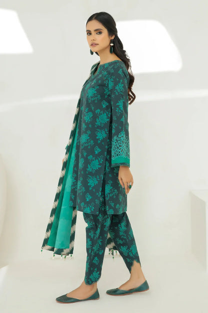 BAROQUE - 3PC KARANDI PRINTED SHIRT WITH KARANDI PRINTED DUAPTTA AND TROUSER  -BIC-1024