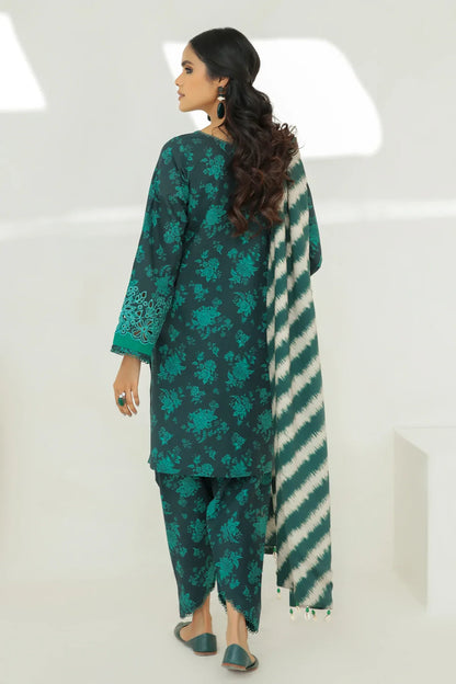 BAROQUE - 3PC KARANDI PRINTED SHIRT WITH KARANDI PRINTED DUAPTTA AND TROUSER  -BIC-1024