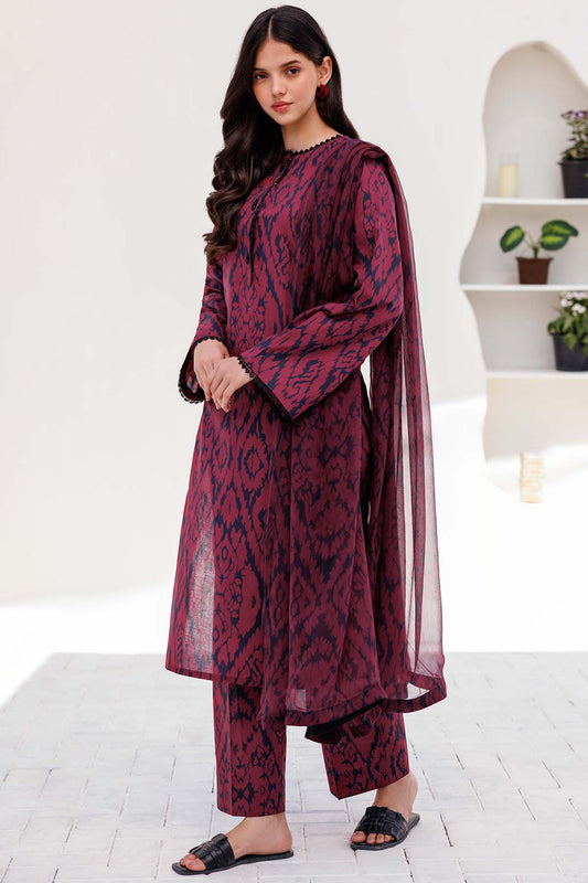 Cross Stitch-3pc Kranadi Print Shirt With Karandi Print Shawl And Trouser-BIC-505