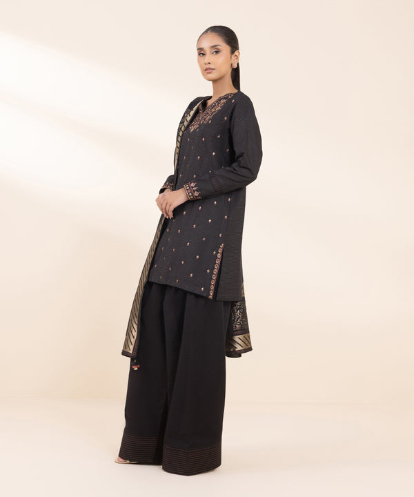 SAPPHIRE- 3PC DHANAK EMBROIDERED SHIRT WITH WOOL PRINT SHAWL AND TROUSER-BIC-3372