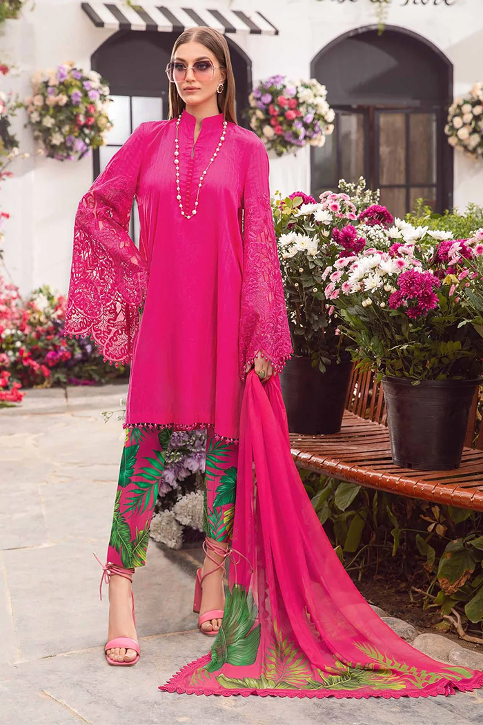 MARIA B - 3PC LAWN EMBROIDERED SHIRT WITH PRINTED DUPATTA AND TROUSER-BIC-2721
