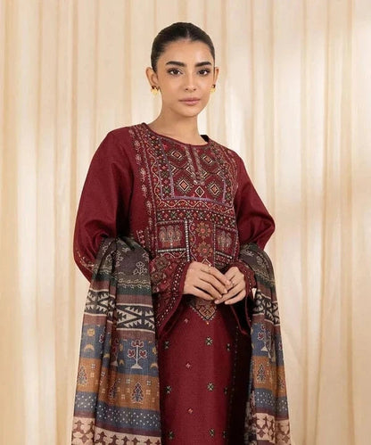 SAPPHIRE-3PC LAWN EMBROIDERED SHIRT WITH MONARK PRINTED DUPATTA AND TROUSER-BIC-3746