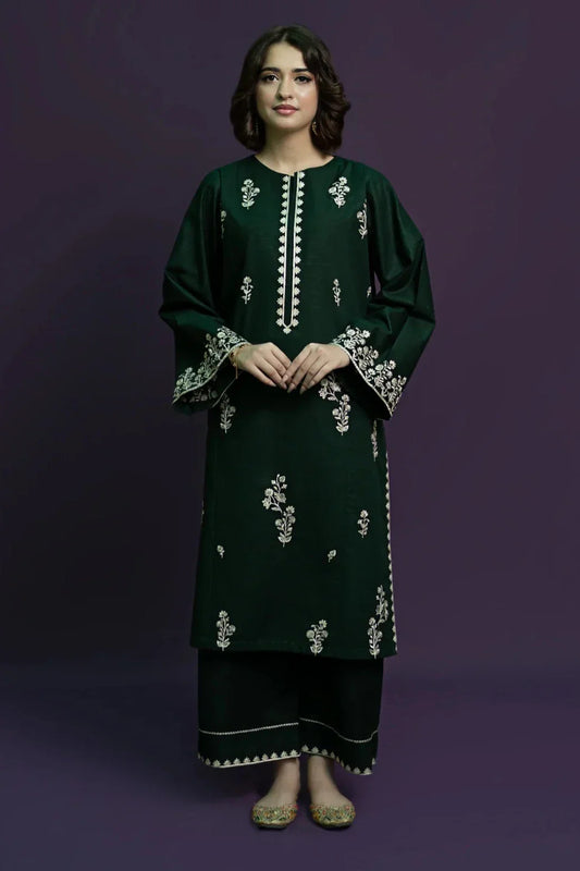 URGE - 2PC DHANAK EMBROIDERED SHIRT WITH DHANAK EMBROIDERED TROUSER-BIC-3369