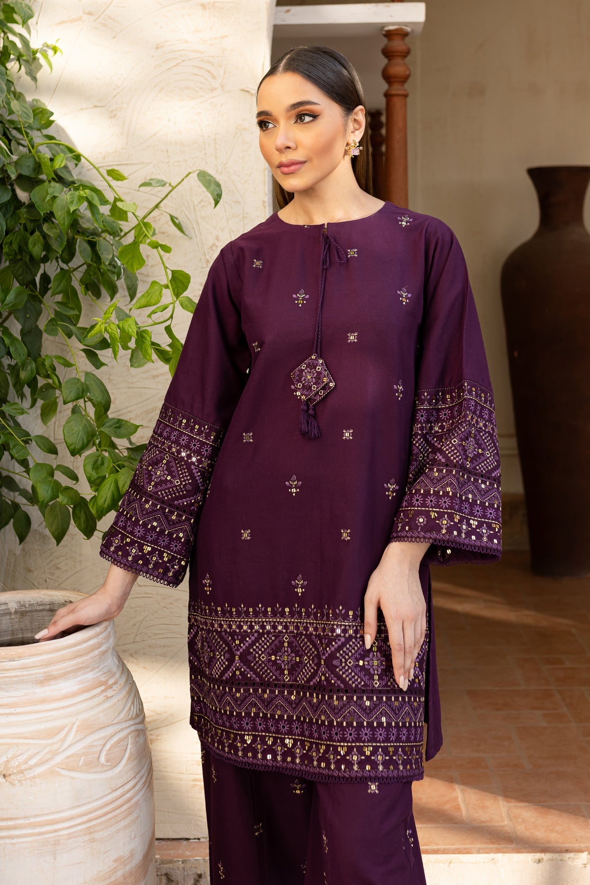 Batik- 2PC Dhanak Embroidered Shirt With Dhanak Embroidered Trouser-BIC-3339