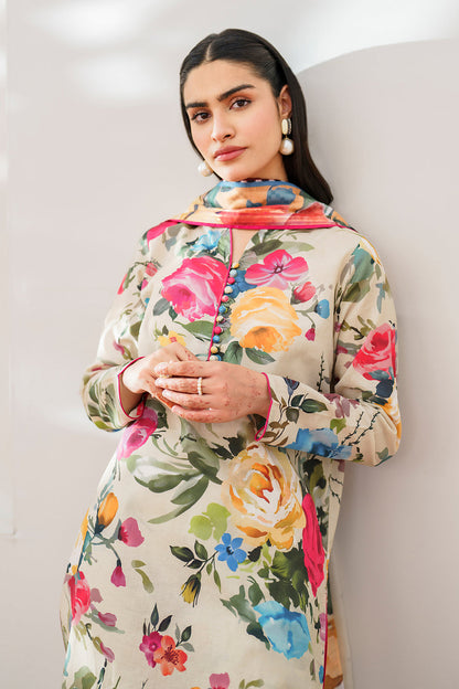 Charizma-3pc Kranadi Print Shirt With Karandi Print Shawl And Trouser-BIC-504