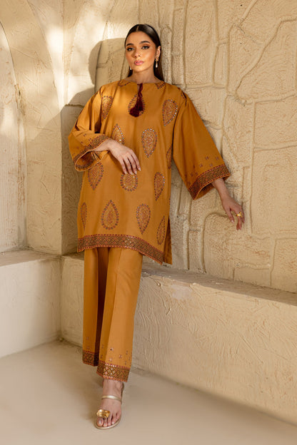 ZARA SHAHJAHAN-2PC DHANAK EMBROIDRED SHIRT WITH AND EMBROIDRED TROUSER-BIC-3334