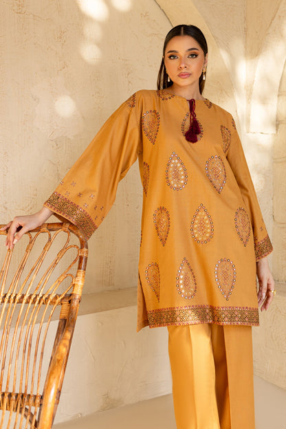 ZARA SHAHJAHAN-2PC DHANAK EMBROIDRED SHIRT WITH AND EMBROIDRED TROUSER-BIC-3334