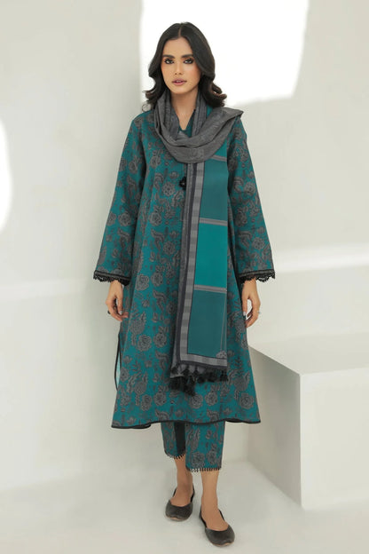 BAROQUE - 3PC KARANDI PRINTED SHIRT WITH KARANDI PRINTED DUAPTTA AND TROUSER  -BIC-1001