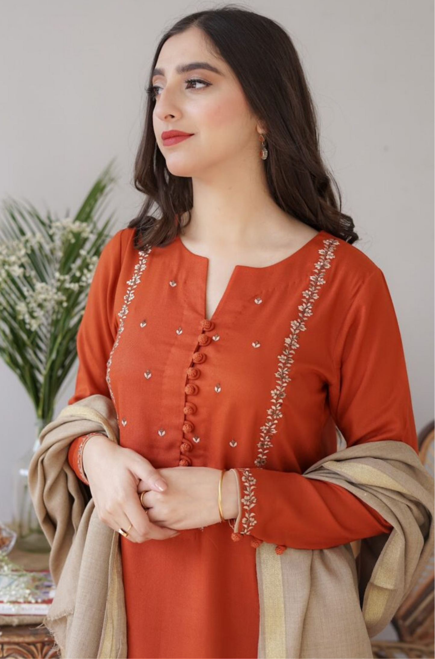 ASLING - 3PC DHANAK EMBROIDERED SHIRT DHANAK  DUPATTA AND TROUSER-BIC-3185