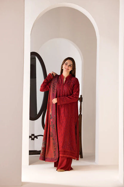 SOBIA NAZIR - 3PC DHANAK EMBROIDERED SHIRT WITH WOOL PRINTED SHAWL AND TROUSER-BIC-3356 A