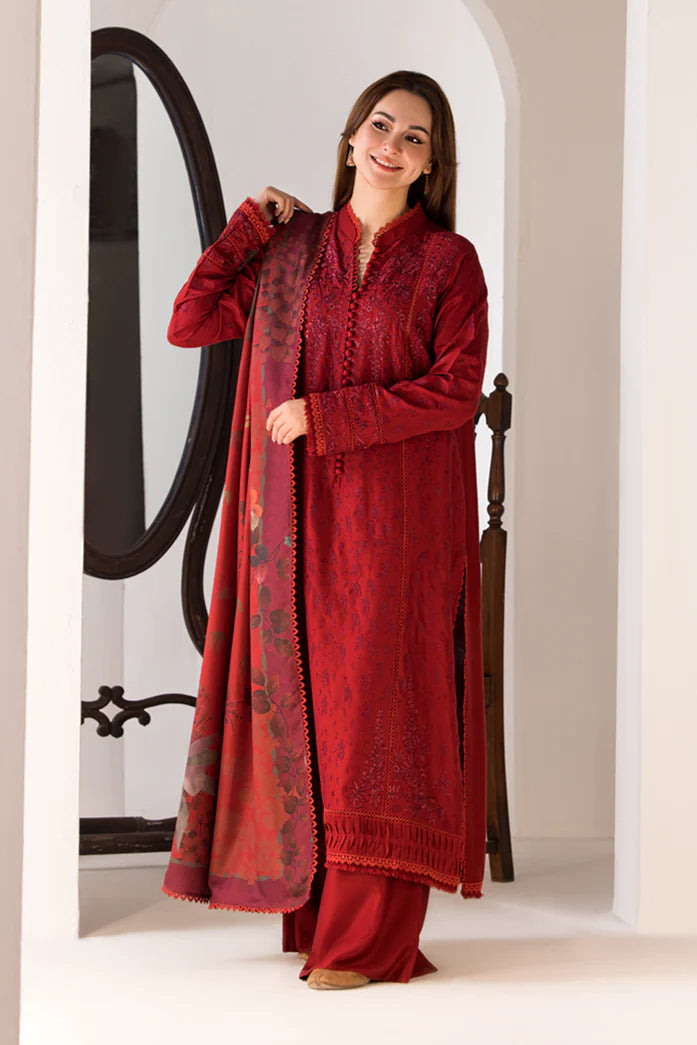 SOBIA NAZIR - 3PC DHANAK EMBROIDERED SHIRT WITH WOOL PRINTED SHAWL AND TROUSER-BIC-3356 A