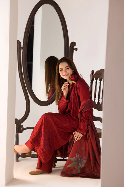 SOBIA NAZIR - 3PC DHANAK EMBROIDERED SHIRT WITH WOOL PRINTED SHAWL AND TROUSER-BIC-3356 A