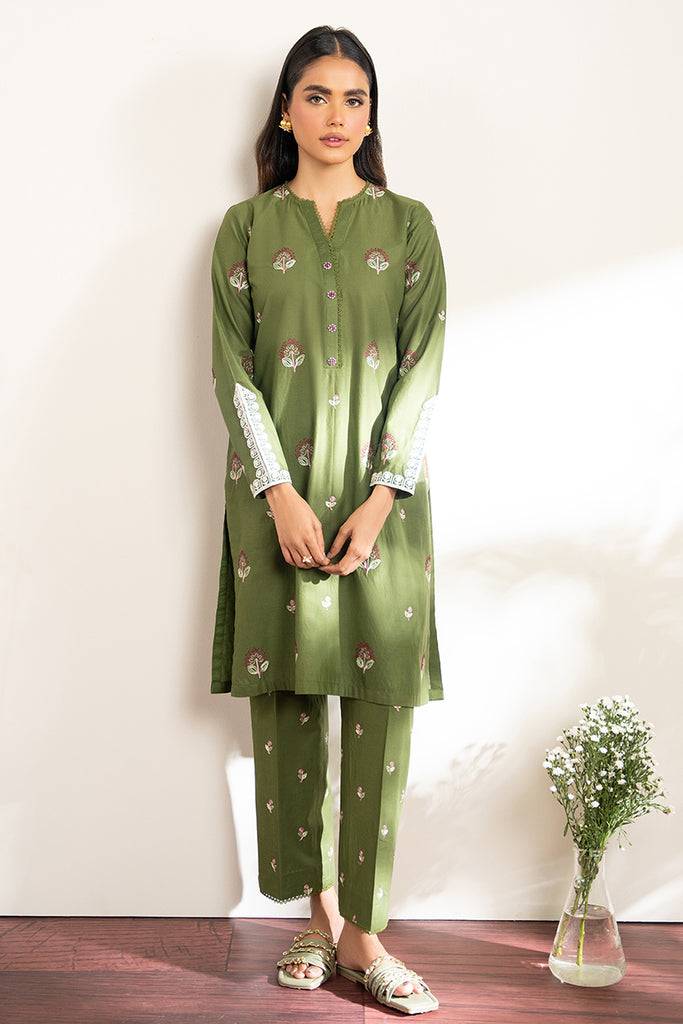 CROSS STICH-DHANAK 2PC EMBROIDRED SHIRT WITH EMBROIDRED  TROUSER-3204