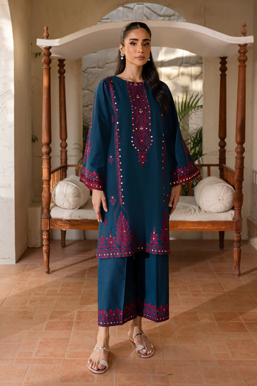 BATIK-2PC SEQUIN EMBROIDERED SHIRT WITH SEQUIN EMBROIDERED TROUSER-BIC-3352