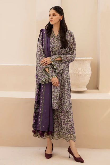 BAROQUE - 3PC KARANDI PRINTED SHIRT WITH DIAMOND KARANDI PRINTED DUAPTTA AND TROUSER-BIC-1010