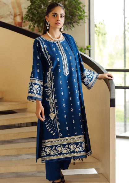 SO KAMAL- 3PC DHANAK EMBROIDERED SHIRT DHANAK EMBROIDERED DUPATTA AND TROUSER-BIC-3298