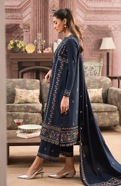 SERAN-3PC DHANAK EMBROIDERED SHIRT WITH DHANAK EMBROIDERD SHAWL-BIC-3127