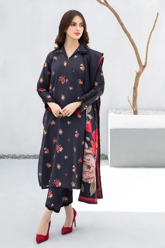 BAROQUE - 3PC KARANDI PRINTED SHIRT WITH KARANDI PRINTED DUAPTTA AND TROUSER -BIC-1014