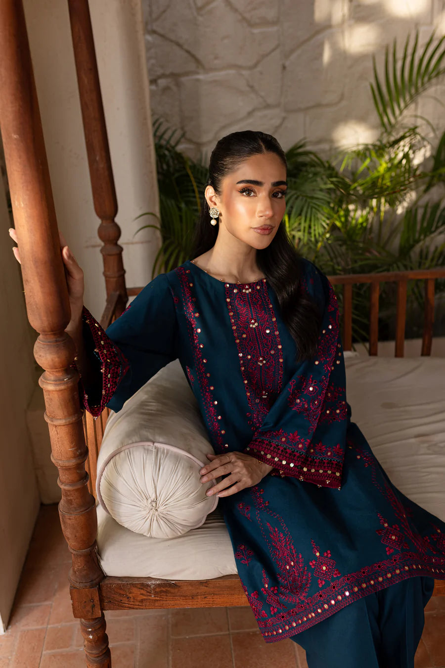 BATIK-2PC SEQUIN EMBROIDERED SHIRT WITH SEQUIN EMBROIDERED TROUSER-BIC-3352