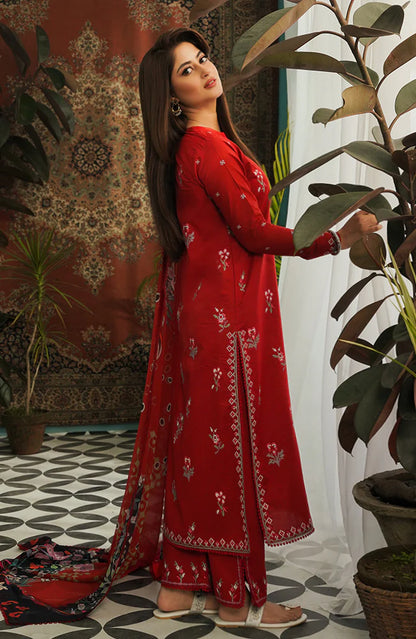 AFSANEH- 3PC LAWN EMBROIDERED SHIRT WITH DIAMOND PRINT DUPATTA-BIC-2747