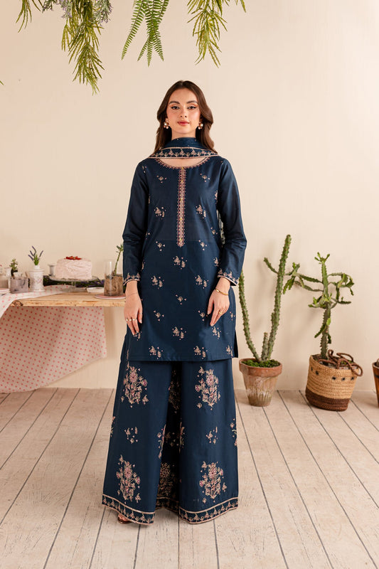 BATIK- 3PC DHANAK EMBROIDERED SHIRT DHANAK EMBROIDERED DUPATTA AND TROUSER-BIC-3289