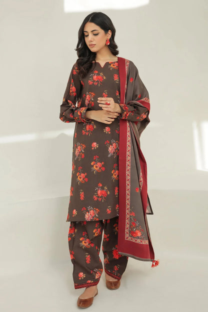 BAROQUE - 3PC KARANDI PRINTED SHIRT WITH KARANDI PRINTED DUAPTTA AND TROUSER -BIC-1019