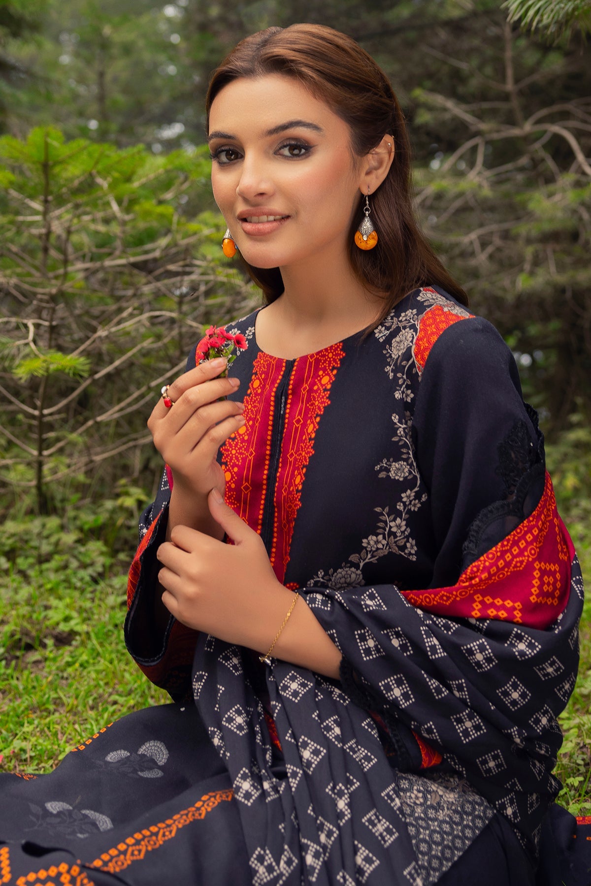 CHARIZMA- 3PC KARANDI PRINTED SHIRT WITH KARANDI PRINTED DUAPTTA AND TROUSER -1048