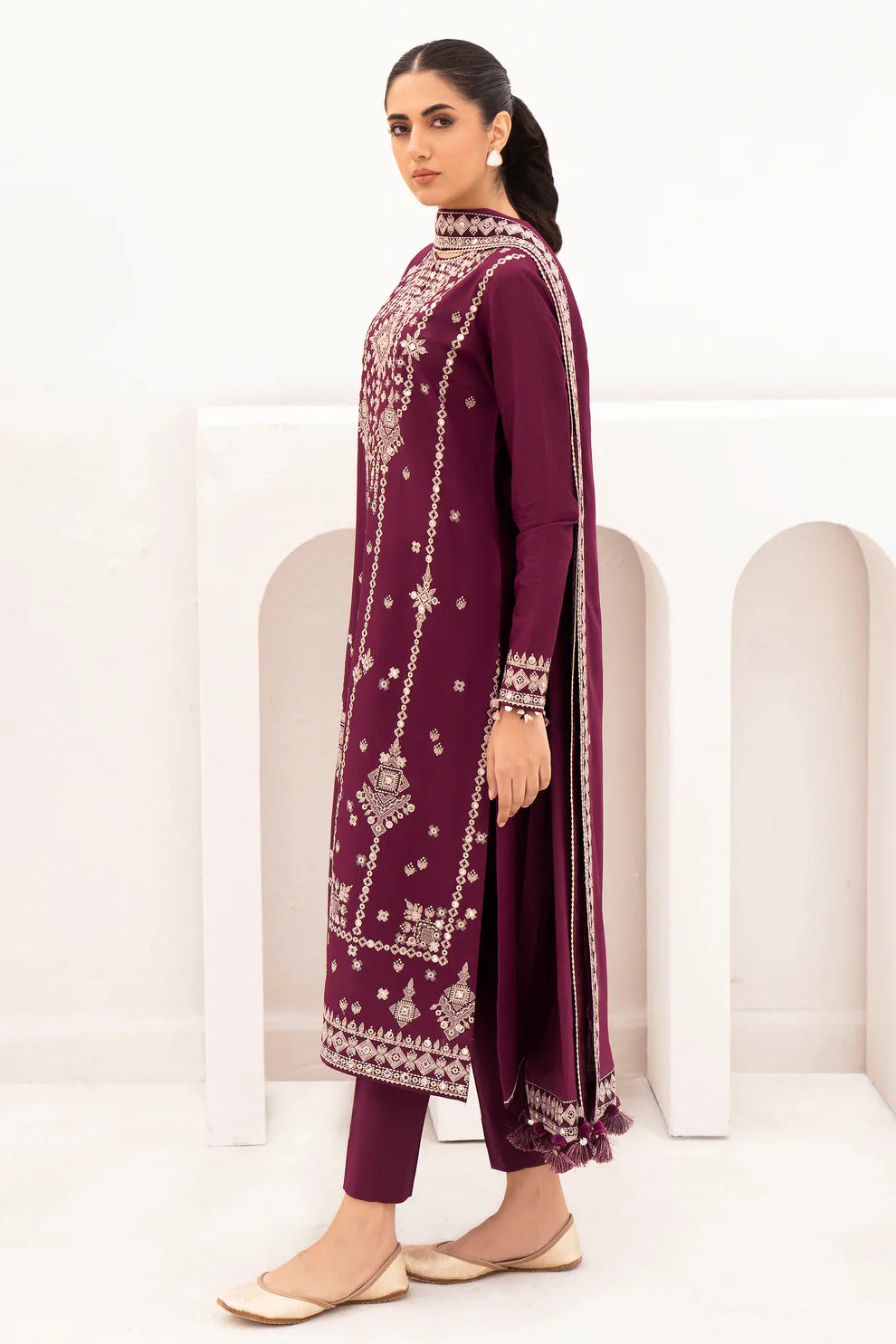 JAZMIN- 3PC LAWN EMBROIDERED SHIRT WITH BAMBER CHIFFON EMBROIDRED DUPATTA-BIC-2761