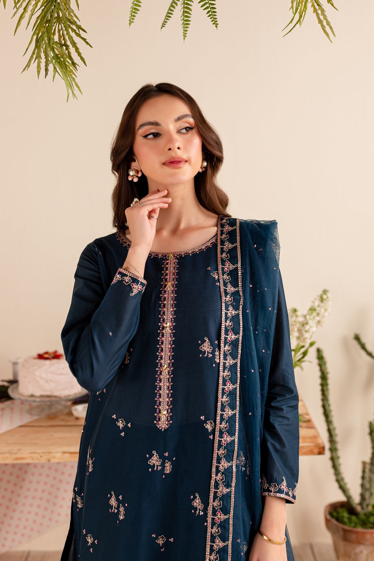 BATIK- 3PC DHANAK EMBROIDERED SHIRT DHANAK EMBROIDERED DUPATTA AND TROUSER-BIC-3289