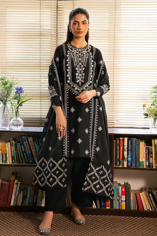 CROSS STITCH- 3PC DHANAK EMBROIDERED SHIRT DHANAK EMBROIDERED DUPATTA AND TROUSER-BIC-3284