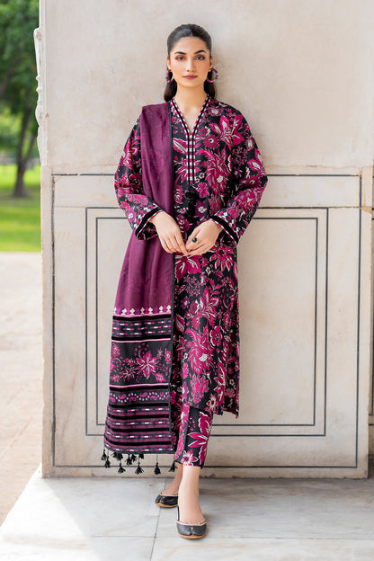 BAROUQUE- 3PC KARANDI PRINTED SHIRT WITH KARANDI PRINTED DUAPTTA AND TROUSER -BIC-1051-B