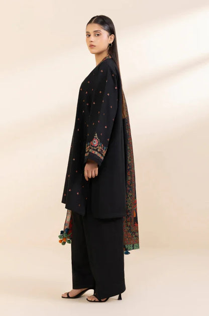 SAPPHIRE- 3PC DHANAK EMBROIDERED SHIRT WITH WOOL PRINT SHAWL & TROUSER-BIC-3392