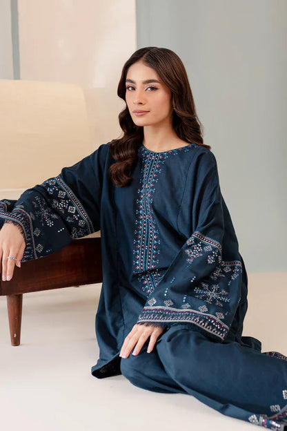 JAMIZ-2PC DHANAK EMBROIDRED SHIRT WITH AND TROUSER-BIC-3274