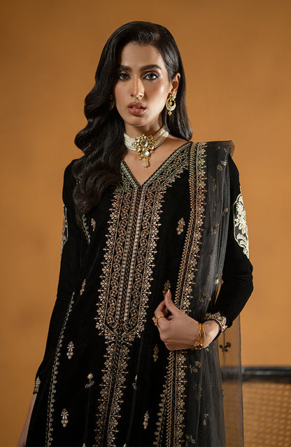 SERAN -VELVET 3PC- EMBROIDERED WORK SHIRT WITH ORGANZA HEAVY  EMBROIDERED DUPATTA -BIC-D-07- MICRO 9000 VELVET