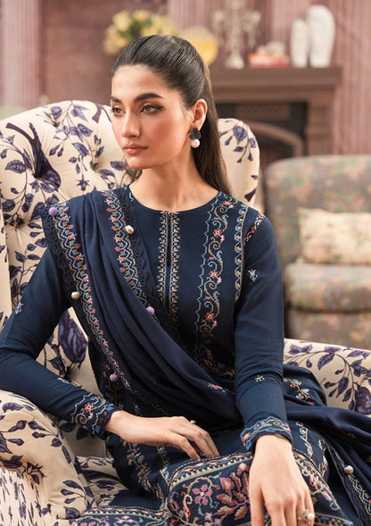 SERAN-3PC DHANAK EMBROIDERED SHIRT WITH DHANAK EMBROIDERD SHAWL-BIC-3127