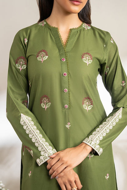 CROSS STICH-DHANAK 2PC EMBROIDRED SHIRT WITH EMBROIDRED  TROUSER-3204