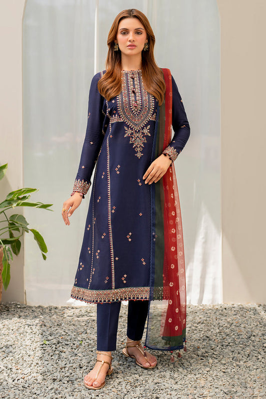 JAZMIN - 3PC LAWN EMBROIDERED SHIRT WITH DIAMOND PRINT DUPATTA AND TROUSER-BIC-2891