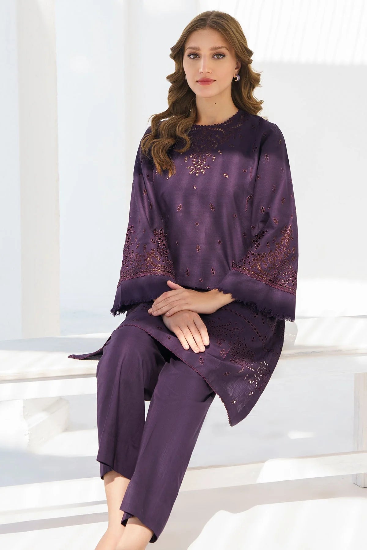 JAZMIN - 2PC LAWN EMBROIDERED SHIRT WITH TROUSER-BIC-2956