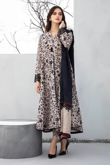 BAROQUE - 3PC KARANDI PRINTED SHIRT WITH KARANDI PRINTED DUAPTTA AND TROUSER  -BIC-1003