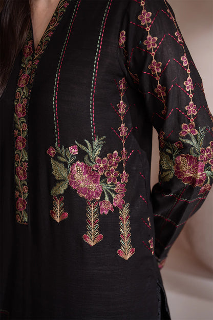 IZNIK-3PC DHANAK EMBROIDERED SHIRT WITH DHANAK EMBROIDERED SHAWL & TROUSER-BIC-3408