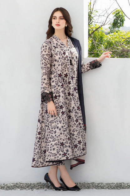 BAROQUE - 3PC KARANDI PRINTED SHIRT WITH KARANDI PRINTED DUAPTTA AND TROUSER  -BIC-1003