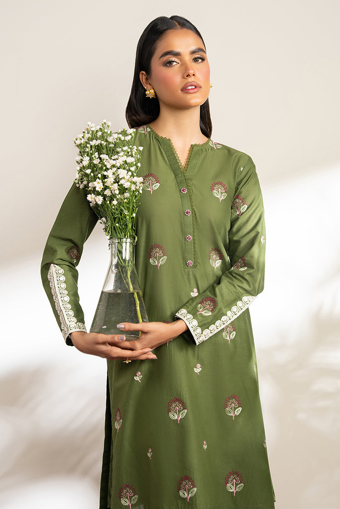 CROSS STICH-DHANAK 2PC EMBROIDRED SHIRT WITH EMBROIDRED  TROUSER-3204