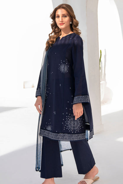 JAZMIN- 3PC DHANAK HEAVY EMBROIDERED SHIRT WITH WOOL PRINT SHAWL-BIC-3219