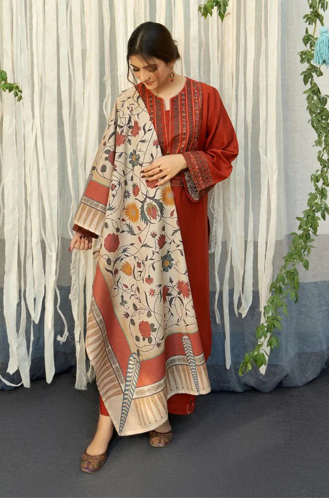 URGE - 3PC LAWN EMBROIDERED SHIRT WITH COTTON SILK PRINT DUPATTA AND TROUSER-BIC-2692