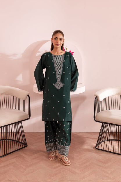 JAZMIN-2 PC DHANAK EMBROIDRED SHIRT WITH AND EMBROIDRED  TROUSER-BIC-3314