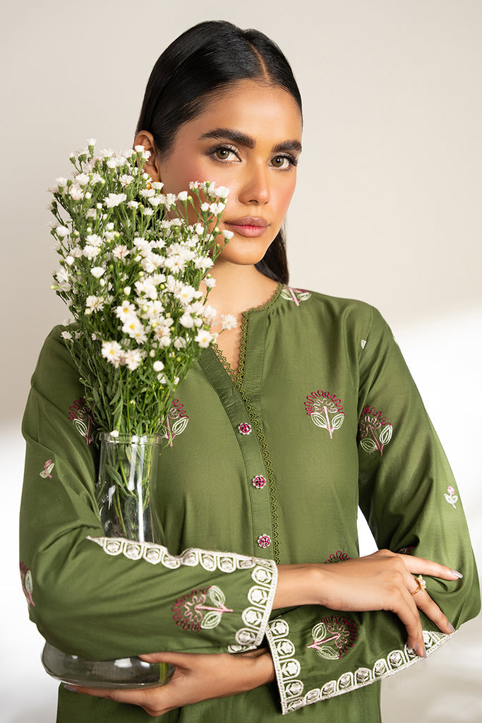 CROSS STICH-DHANAK 2PC EMBROIDRED SHIRT WITH EMBROIDRED  TROUSER-3204