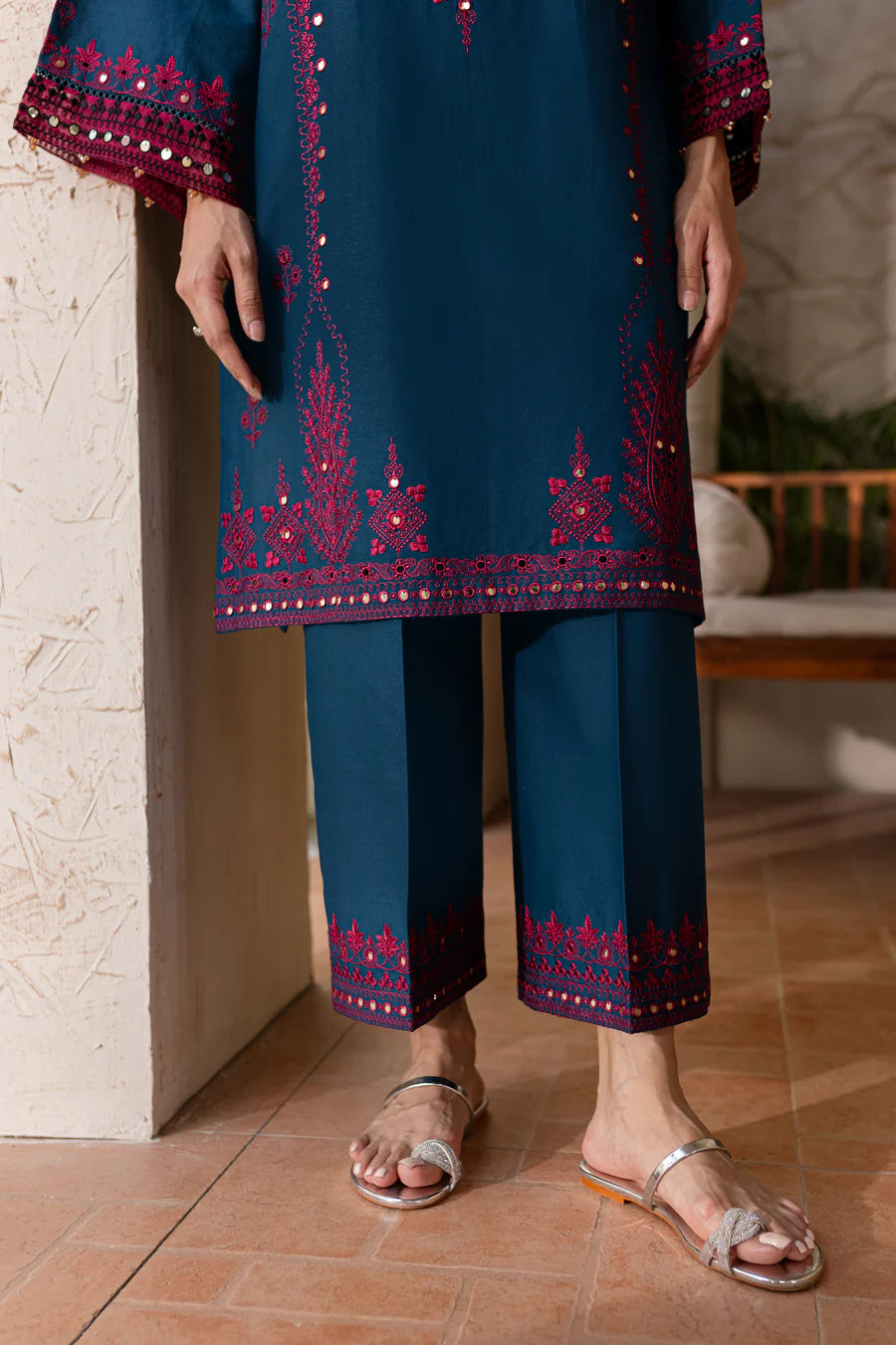 BATIK-2PC SEQUIN EMBROIDERED SHIRT WITH SEQUIN EMBROIDERED TROUSER-BIC-3352