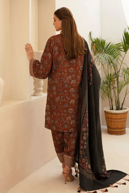 BAROQUE - 3PC KARANDI PRINTED EMBROIDERED SHIRT WITH KARANDI PRINTED SHAWL AND KARANDI PRINTED TROUSER-BIC-1165