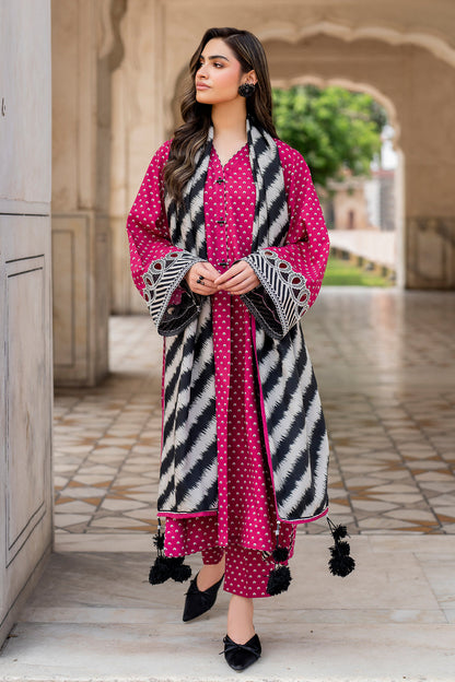 CHARIZMA- 3PC KARANDI PRINTED SHIRT WITH KARANDI PRINTED DUAPTTA AND TROUSER -BIC-1049